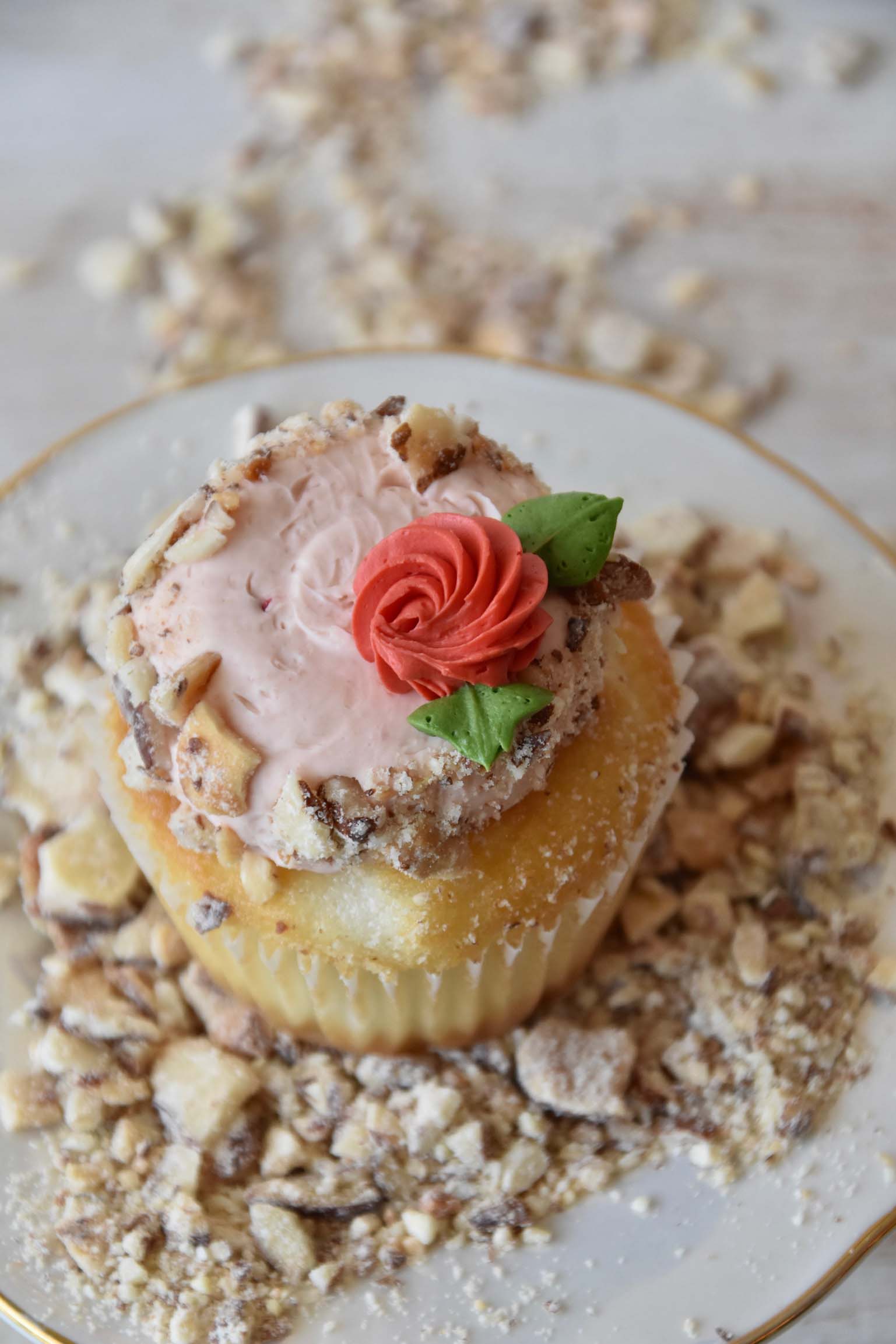 Almond Raspberry Cupcake.